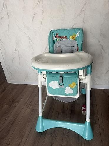 сатурн стульчик для кормления: Стульчик для кормления, Happy baby, Пластик, Трансформер, цвет - Голубой — 1