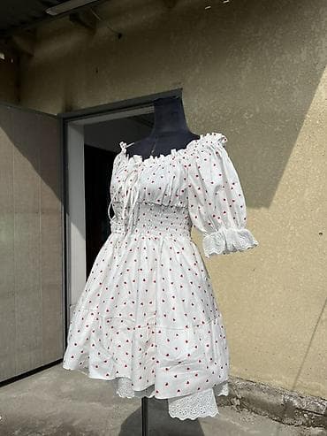 женские летние комбинезоны: Повседневное платье, Made in KG, Лето, Короткая модель, Хлопок, Крестьянка, XS, S, M — 9