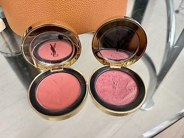 Личные вещи: Румяна YSL Make Me Blush Б/У в круглом золотом футляре с мягкой — 2