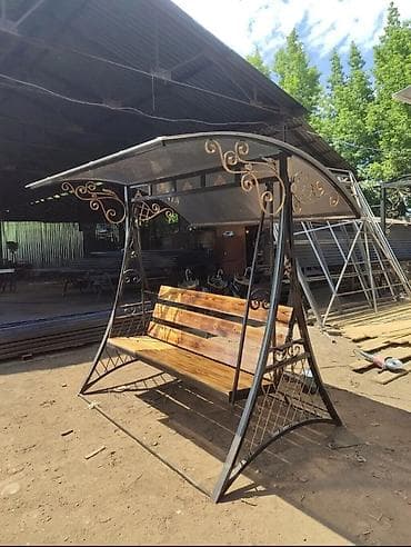 садовые беседки: Садовые качели Металл, Со спинкой, С крышей — 2