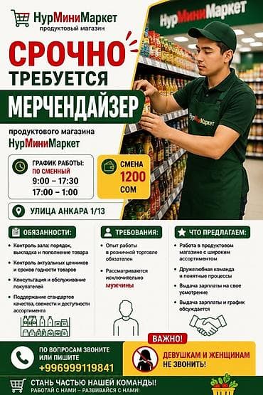 интернет магазин: Требуется Мерчендайзер, График: Сменный график, Полный рабочий день, Карьерный рост — 1