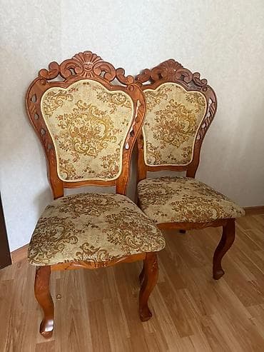 Гарнитур для зала, Б/у, Стул, Стол, Дерево, Самовывоз, цвет - Коричневый