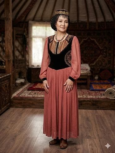 вечерний платья из панбархата на шифоне: Платье в этническом стиле с бархатным корсажем и шифоновыми рукавами — 1