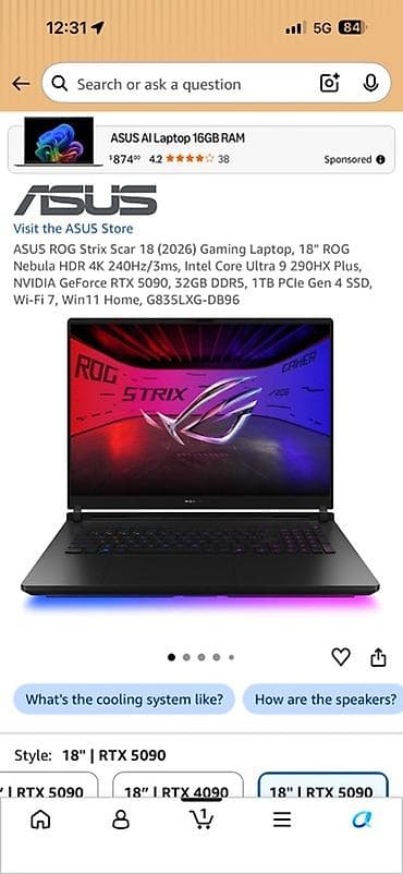 ASUS ROG Strix Scar 18 (2026) — мощный игровой ноутбук с 18-дюймовым