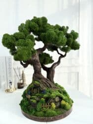 офисные растения: Декоративное дерево бонсай, выполненное из стабилизированного мха — 41