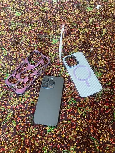 iphone adapter: IPhone 14 Pro, Б/у, 128 ГБ, Черный, Чехол, 90 % — 1