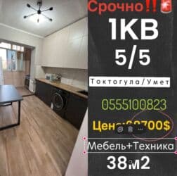 дом 1 комнатная: 1 комната, 37 м², Индивидуалка, 5 этаж, Евроремонт — 1