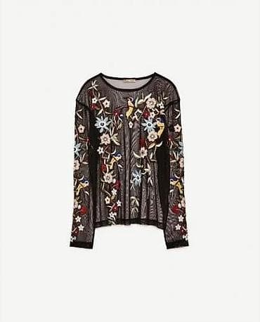 Новая блузка ZARA размер XL. Ткань: прозрачная сетка, черная. 1400c