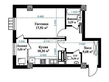 2кв: 1 комната, 46 м², Элитка, 12 этаж, Готовая ПСО (под самоотделку) — 3