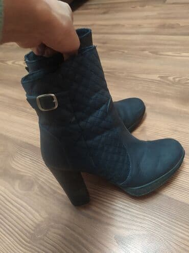 сапоги из натурального меха и кожи: Сапоги, 37, Leon, Б/у, цвет - Синий, Самовывоз — 2