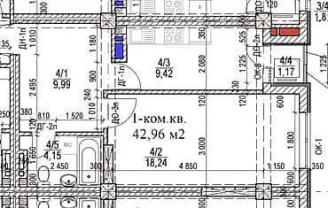 гоголя 109: 1 комната, 43 м², Элитка, 2 этаж, Готовая ПСО (под самоотделку) — 2