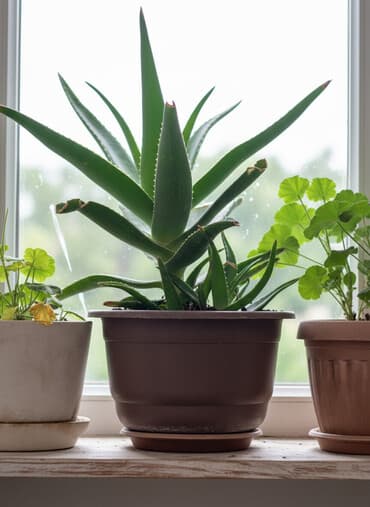 Алоэ вера в горшке. - Крупный, сформированный куст с сочными