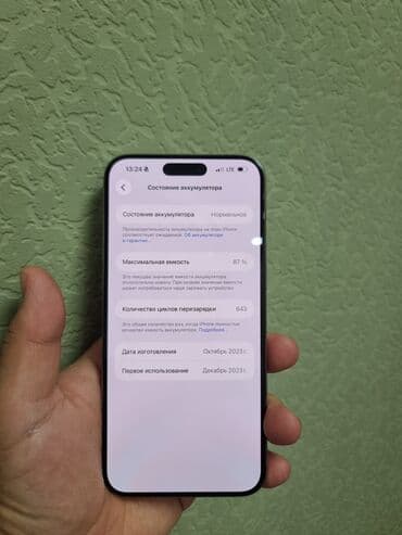 iphone ноутбук: IPhone 15 Pro Max, Б/у, 256 ГБ, White Titanium, Кабель, 87 % — 5