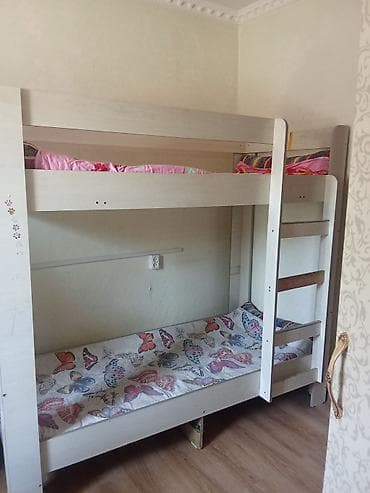 Двухъярусная детская кровать, Б/у, ЛДСП, цвет - Серый