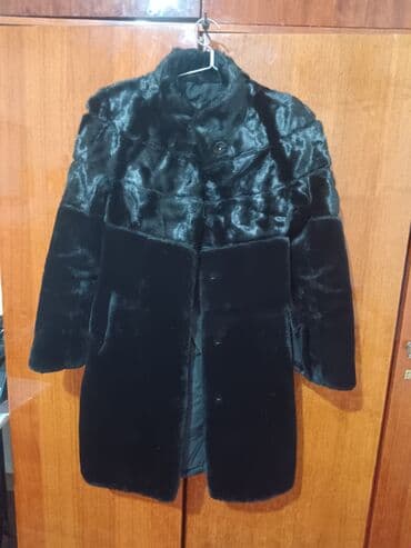 пальто черное женское: Дубленка, Классическая модель, Турция, По колено, M — 8