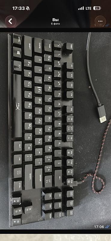 Клавиатура, HyperX, Механическая, Проводное подключение, Размер: 80%