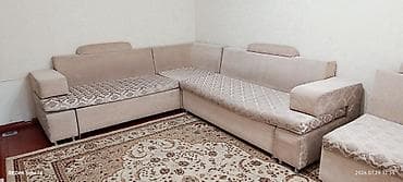 угловой кожаный диван: Модульный диван, Б/у — 2
