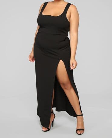 длинное леопардовое платье: Вечернее платье, Длинная модель, Полиэстер, Без рукавов, S — 4