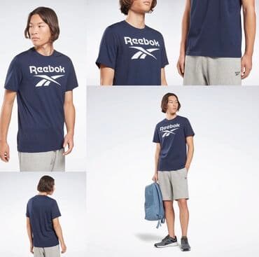 брендовая мужская одежда по низким ценам: Reebok. Футболка reebok с большим логотипом. Для повседневной носки из — 5