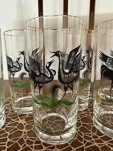 Аксессуары для кухни: Винтажные стаканы “Журавли” 
1200 сом за 8 штук — 1