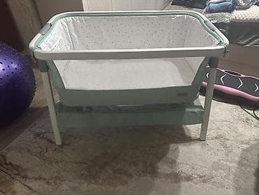 Двухъярусные детские кровати: Детская приставная кроватка, Без колесиков, цвет - Зеленый — 2