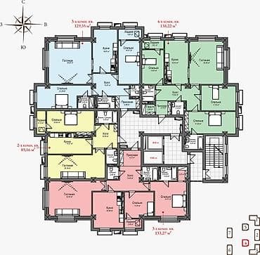 pro group: 3 комнаты, 129 м², Элитка, 10 этаж, Готовая ПСО (под самоотделку) — 1