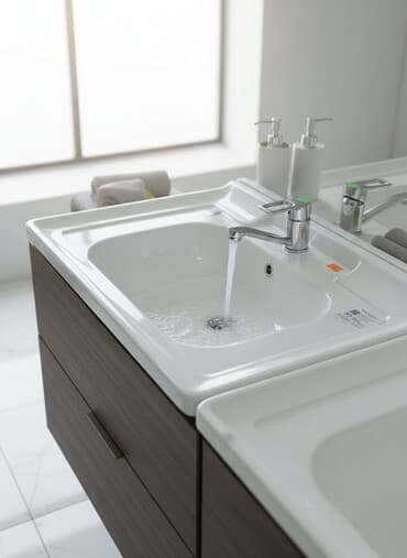 тумбочка с мойками: Раковина для ванной, Квадратная форма, Материал: Керамика — 1