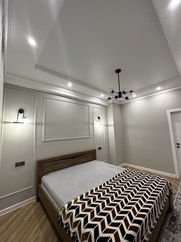 квартира на ночь бишкек количество мест 4: 2 бөлмө, Душ кабинасы, Жаздык, жууркан-төшөк каптары, Кондиционер — 1