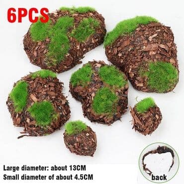 камни для аквариума: Мох искусственный "Камни", с корой, набор 6 шт, сделано из — 1