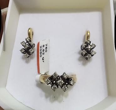 пальто цена: Ювелирный комплект: серьги-подвески и кольцо - Металл: золото (проба — 2