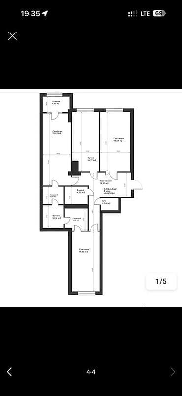 Недвижимость: 3 комнаты, 115 м², Элитка, 11 этаж, Готовая ПСО (под самоотделку) — 6