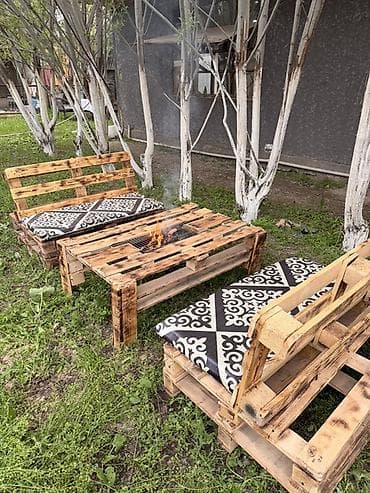 Барбекю: Комплект садовой мебели, Диван, Дерево — 4