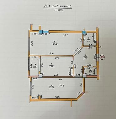 Продажа квартир: 2 комнаты, 78 м², ТЭЦ Элитка, 7 этаж, Евроремонт — 3