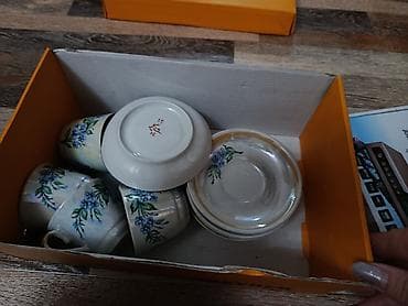 4 pot: Набор мини-чащечек с блюдцами, фарфор с перламутровым покрытием и — 3