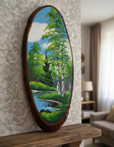 снегурочка бумага цена оптом: Роспись на спиле дерева — пейзажи. - Овальные и продолговатые спилы с — 1