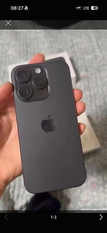 xs 64: IPhone 15 Pro, Б/у, 256 ГБ, Черный, Коробка — 1