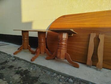 кухонный стол трансформер: Стол для зала, Б/у, Складной, Овальная — 5