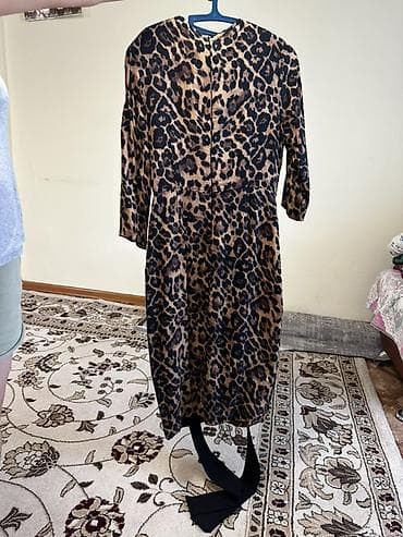 leopard 7: Повседневное платье, Осень-весна, Длинная модель, На запах, S, M — 2