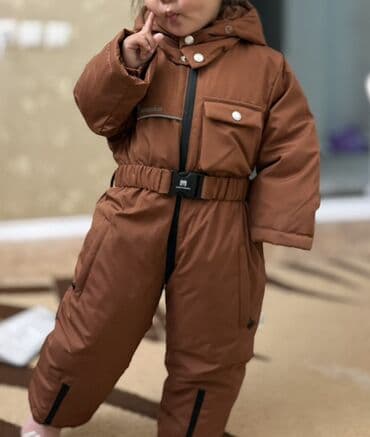 раздельные детские комбинезоны: Детский новый зимний комбинезон (цвет тёплый коричневый) Унисекс 90 см — 1