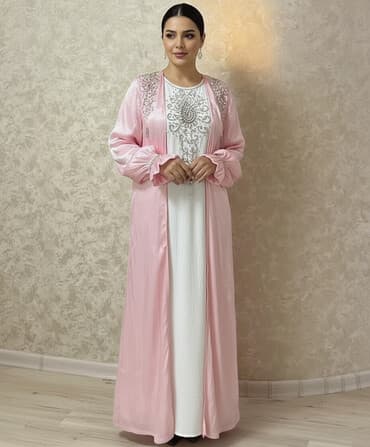 карнавальные костюмы на прокат бишкек: Шикарная Дубайская абайка ! Розово-пудровая длинная накидка/абайкас — 1