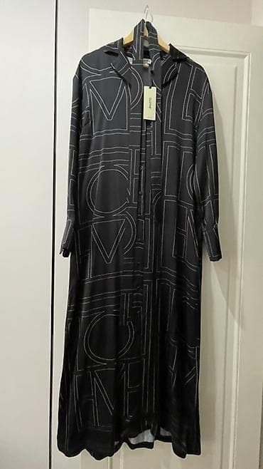 Платье-рубашка Clothe - Длина: макси - Цвет: графитовый/черный с