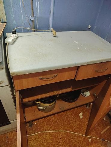 шкафы для кухня: Тумба для кухни, Б/у, Без мойки, Напольная, ДСП, цвет - Серый — 2