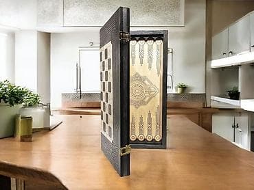 Набор 3-в-1: складная деревянная доска для шахмат, шашек и нард -