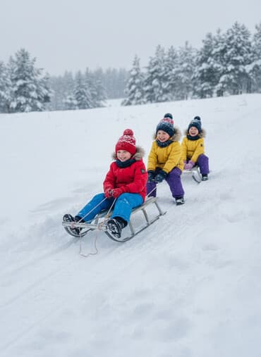 Классические детские санки - Каркас из металла с изогнутыми полозьями