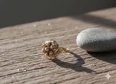 Золотые украшения: Кольцо, Проба 585, Женские, Без вставки, Ручная работа, Б/у — 1