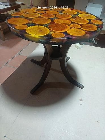 small table: Круглый журнальный столик ручной работы с декоративной столешницей из — 1