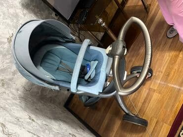 самые дешевые коляски: Коляска, цвет - Голубой, Б/у — 2