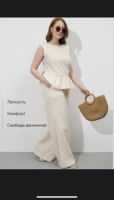 льняная рубашка: Брючный костюм, Made in KG, Лен, Лето — 6