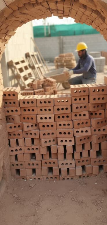 Огнеупорный кирпич: Керамический пустотелый кирпич - Материал: обожжённая глина (красный — 6