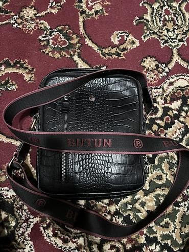 сумки шоперы: Барсетка BUTUN - Материал: черная кожа с тиснением под крокодила. - — 1